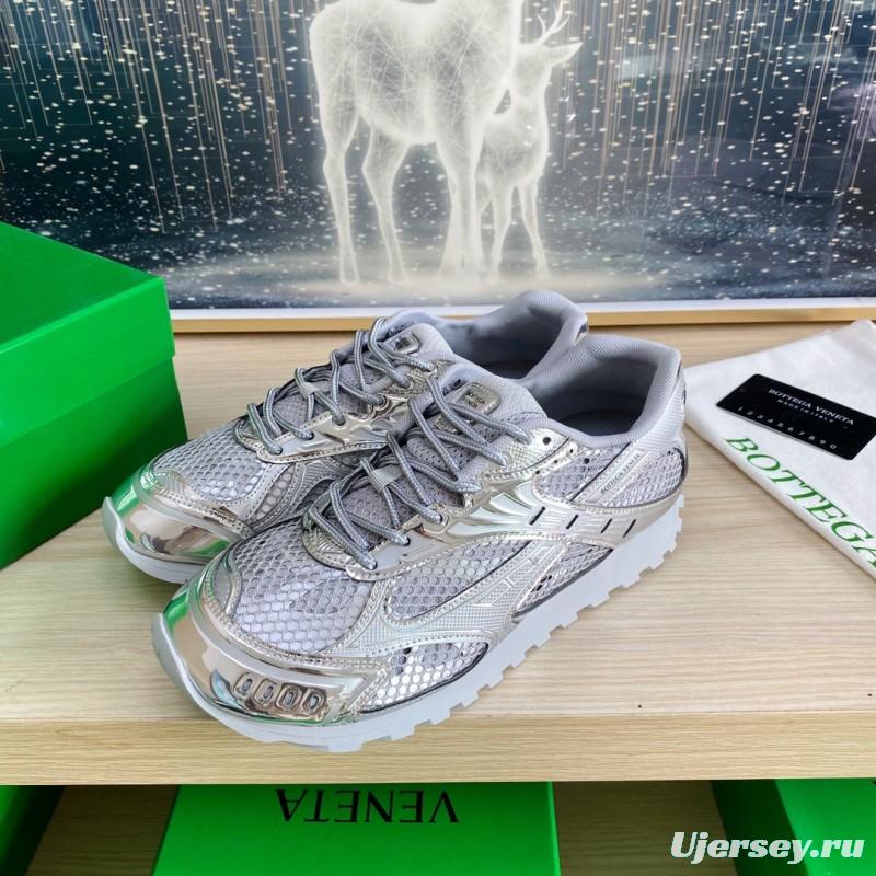 2025 Unisex Bottega Veneta Silver Grey Mesh TPU Runner Sneakers LY00310