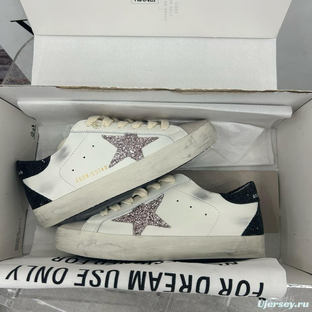2025 Women GGDB White Black Glitter Leather Sneaker