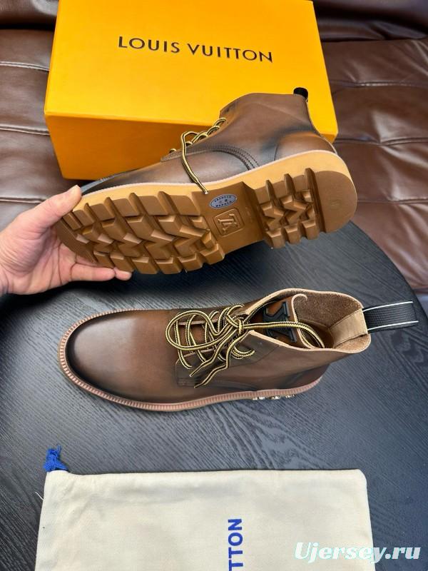 2024 Men Louis Vuitton Brown Calf Leather Boots MJ00440