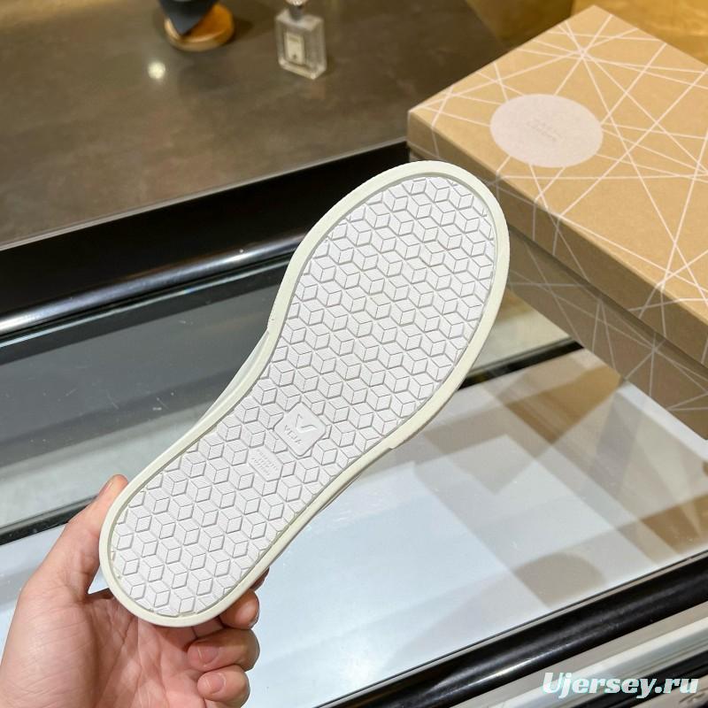 2025 Unisex VEJA White Burgundy Leather Canvas Sneakers MJ00240