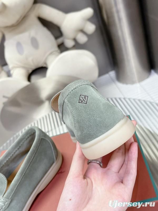 2024 Women LP Light Grey Suede Loafers MJ00270