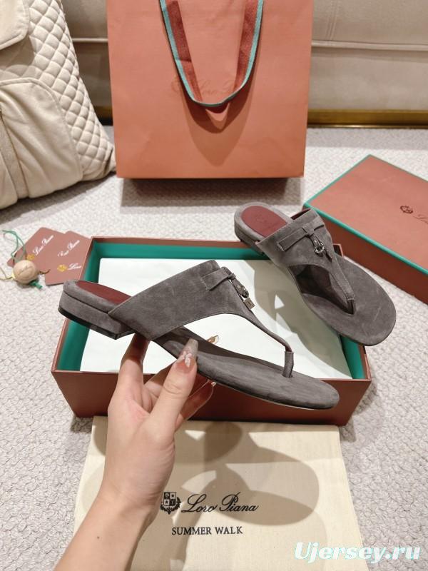 2025 LP Grey Suede Slippers LY00300