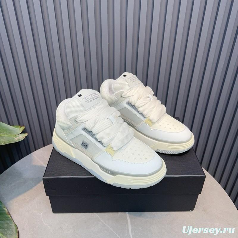 2024 Unisex Amiri White Beige Leather Mesh Sneakers MJ00360