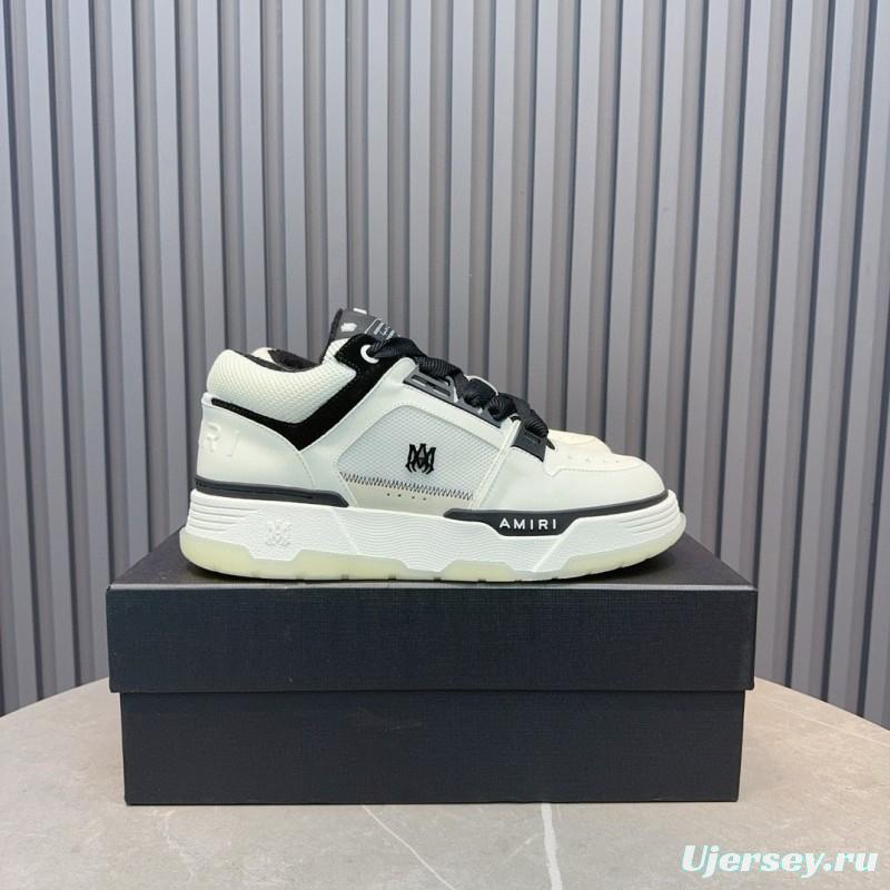 2024 Unisex Amiri Black White Leather Sneakers MJ00360