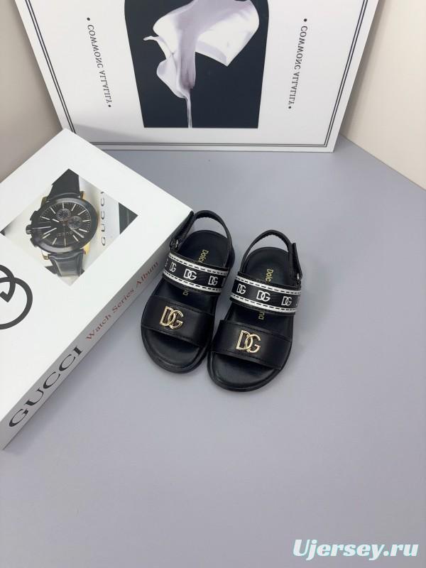 2025 Kids Dolce & Gabbana Black White Leather Sandals