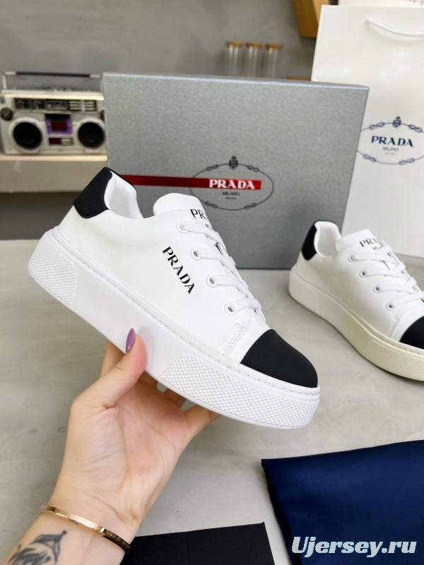 2024 Unisex Prada White Black Leather Sneakers MJ00310