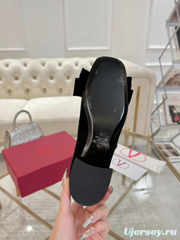 2025 Women Valentino Black Suede Mary Jane Bow LY00300