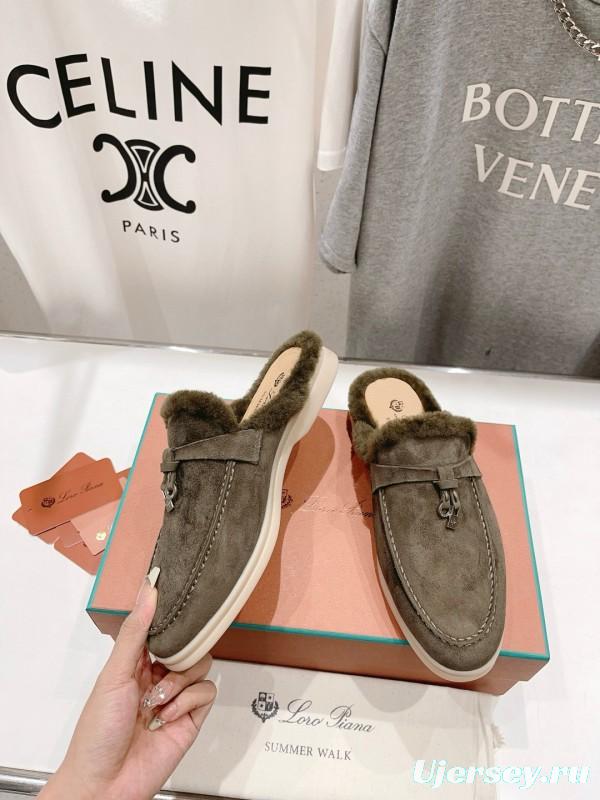 2024 Unisex LP Taupe Suede Shearling Loafers MJ00300(Women)/MJ00300(Men)