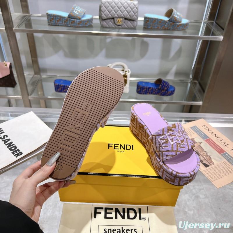 2025 Fendi Pink Canvas Slippers KFY00240