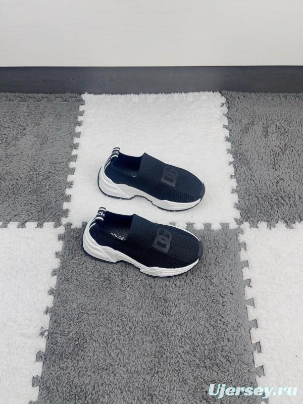 2024 Kids Dolce & Gabbana Black White Mesh Slip-On Sneakers