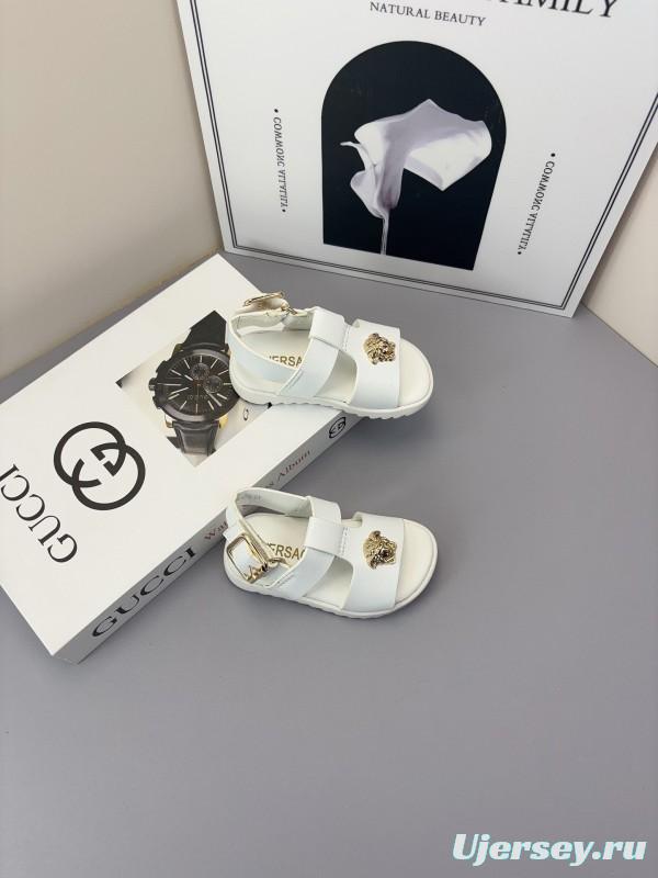 2025 Kids Versace Black White Leather Sandals