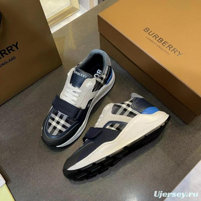 2025 Unisex Burberry Black White Beige Suede Leather Cotton Sneakers Vintage Check MJ00360
