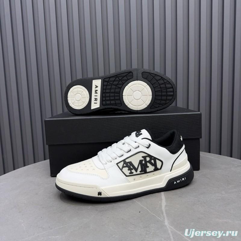 2025 Unisex Amiri White Black Leather Sneakers MJ00360