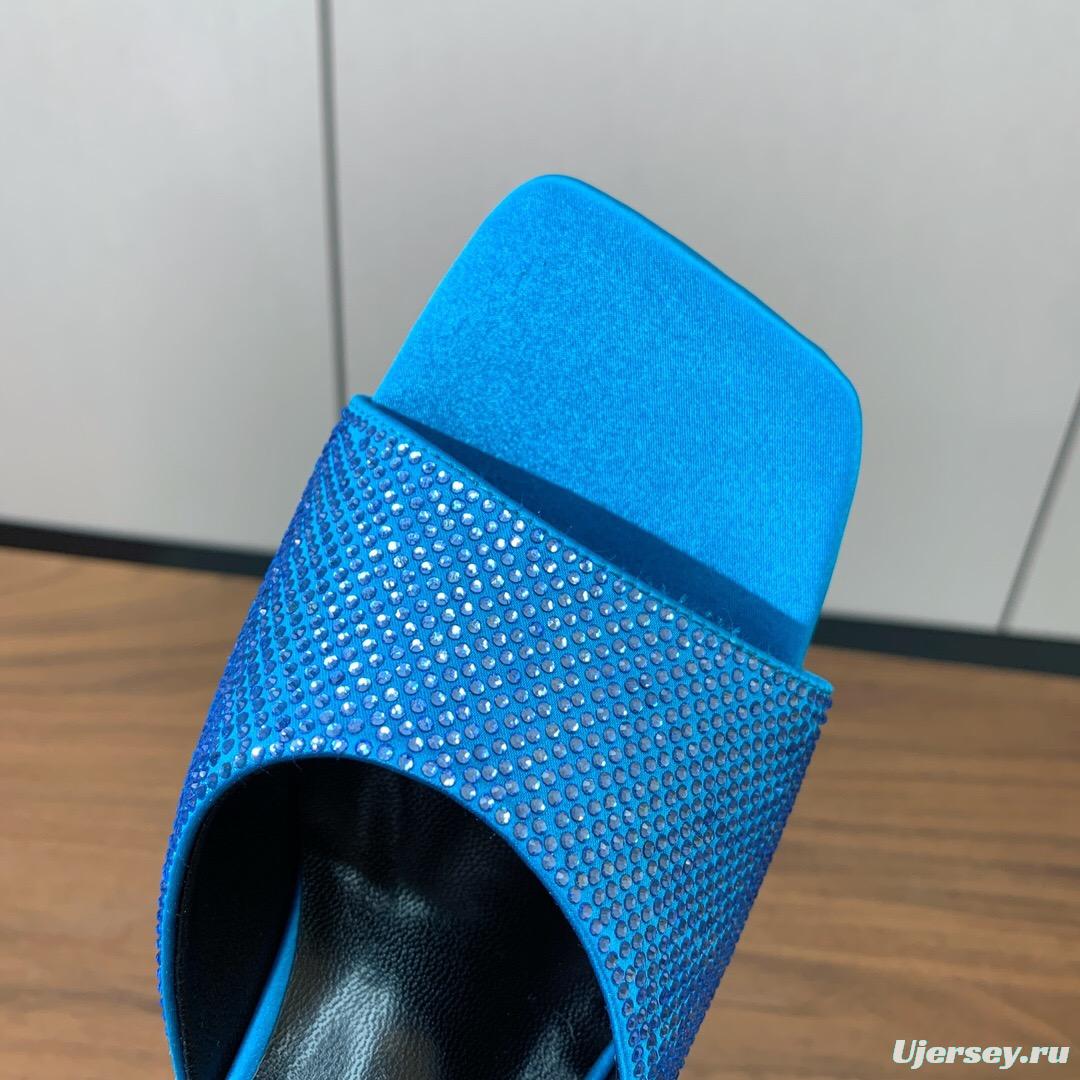 2025 Women VERSACE Blue Satin Slippers