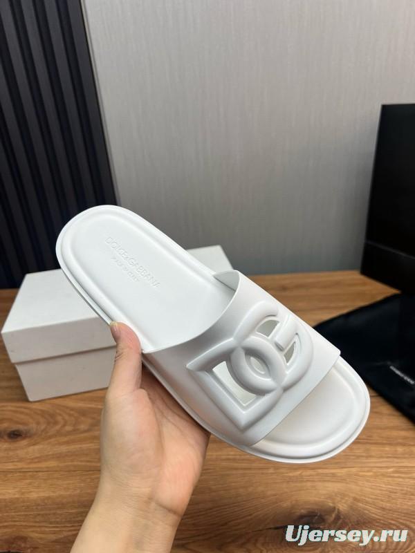 2025 Dolce & Gabbana White Rubber Slippers