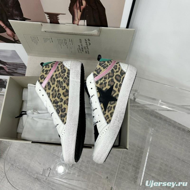 2024 Unisex GGDB Leopard Pink Green Leather Suede High Top Sneakers MJ00300