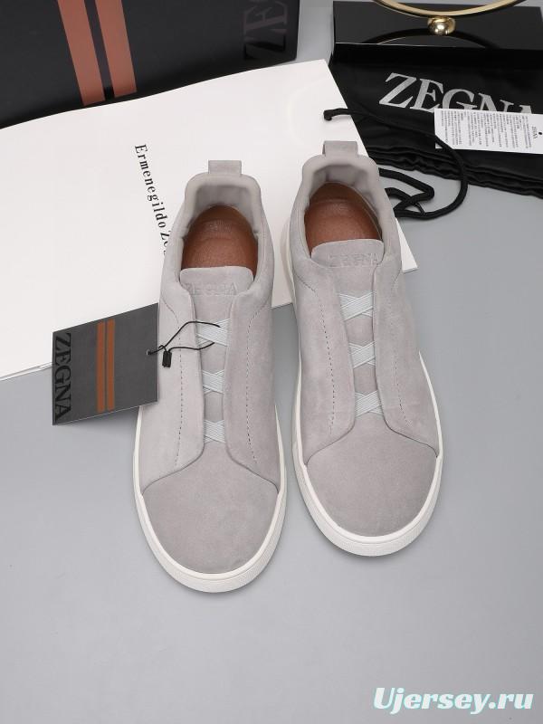 2024 Men Ermenegildo Zegna Grey Suede Sneakers MJ00240