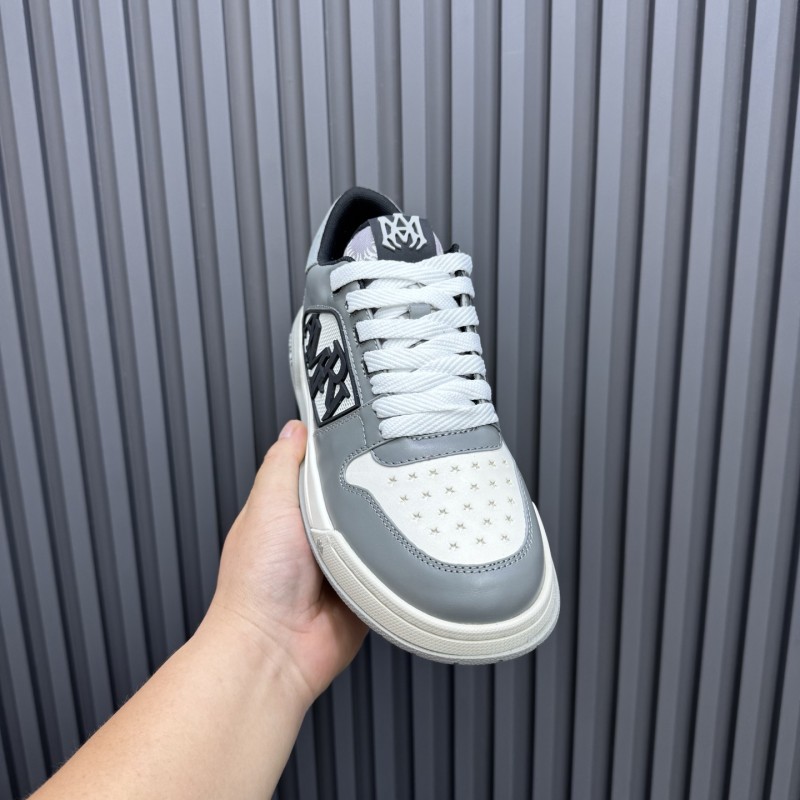 2025 Unisex Amiri White Grey Leather Sneakers MJ00360