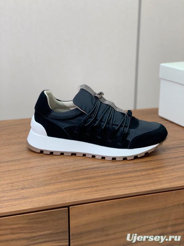 2025 Unisex Brunello Cucinelli Black Suede Leather Sneakers LY