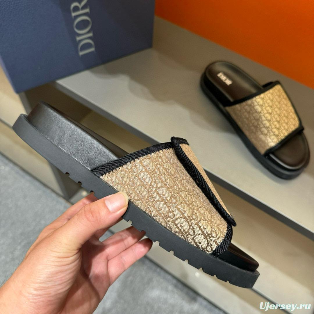 2024 Dior beige black canvas slippers MJ00180