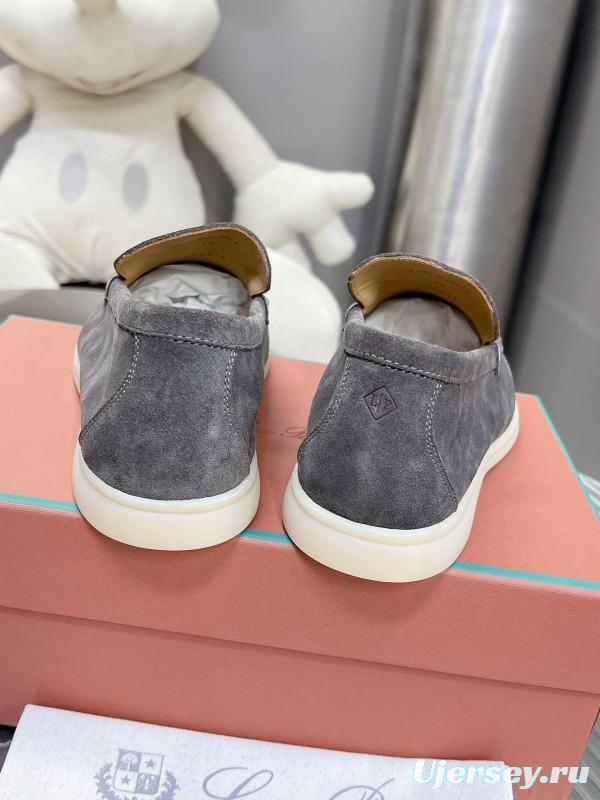 2025 Unisex Philipp Plein Gray Suede Loafers Soft Rubber Sole LY00260