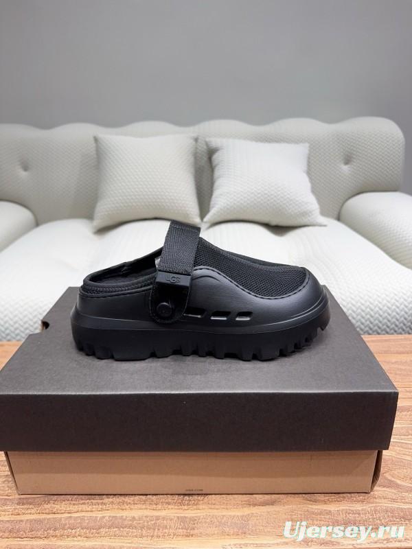 2025 Unisex UGG Black Textile Rubber Slippers Strap KFY00220(F)/KFY00230(M)