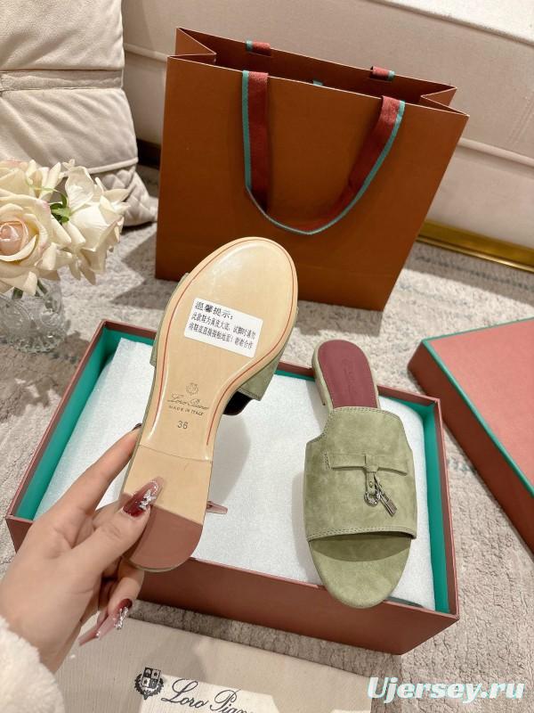 2025 Slippers LP Light Green Suede Slippers