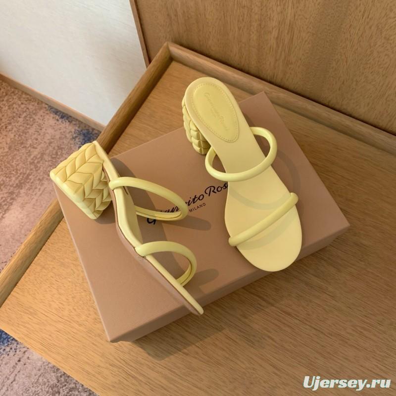 2025 Women Gianvito Rossi Yellow Leather Sandals