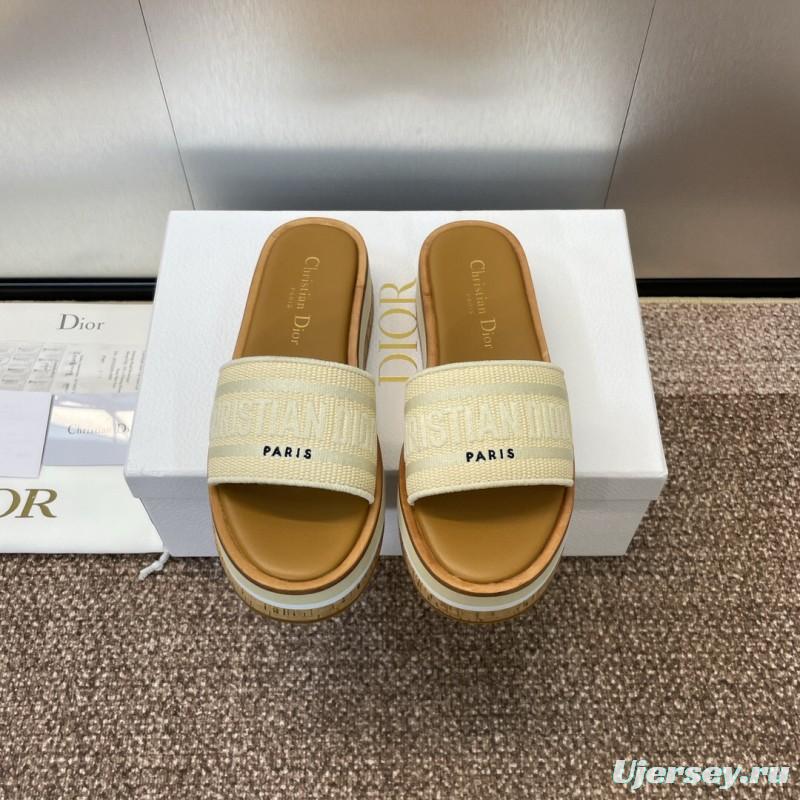 2025 Slippers Dior Beige Canvas Slippers