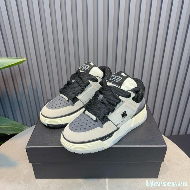 2024 Unisex Amiri Black White Grey Leather Mesh Sneakers MJ00360