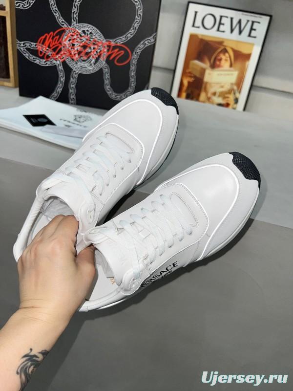 2025 Men VERSACE White Grey Leather Suede Sneakers LY00320