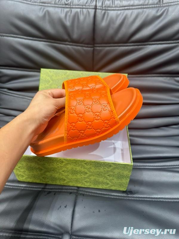 2024 Slippers Gucci Orange Rubber Slippers MJ00200