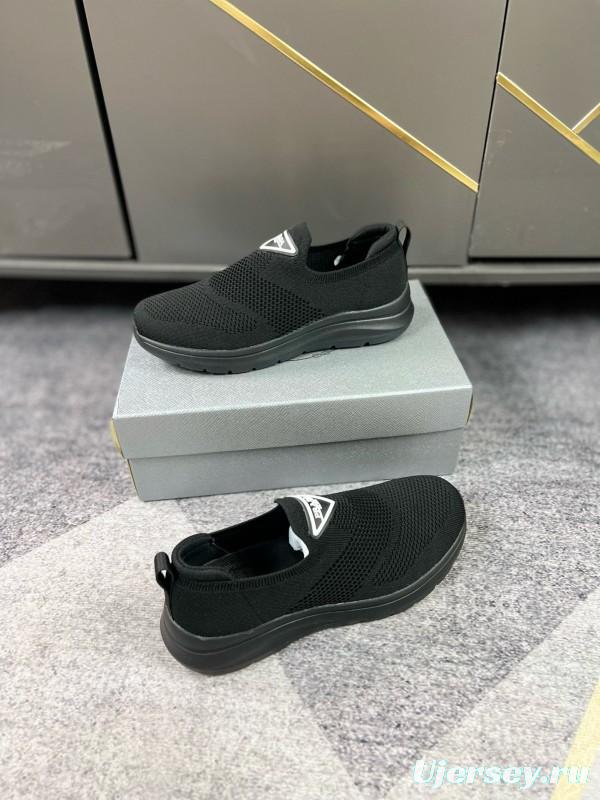 2024 Men Prada Black Knit Sneaker MJ00230
