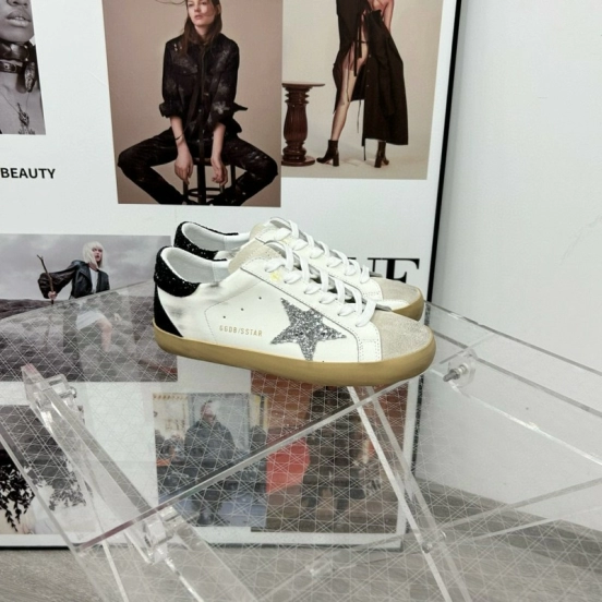 2025 Women GGDB White Black Silver Leather Suede Sneakers