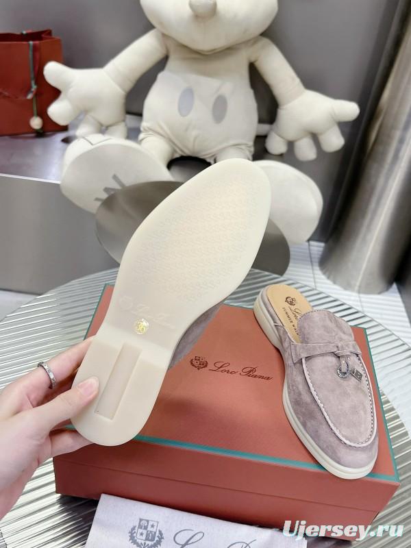 2024 Slippers LP Gray Suede Leather Mule Slippers