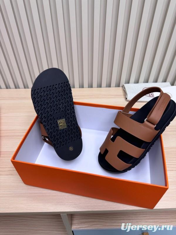 2025 Women Hermès Brown Leather Sandals