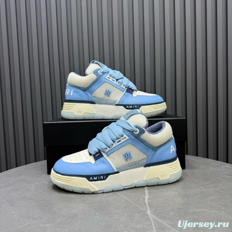 2024 Unisex Amiri Light Blue White Leather Sneakers MJ00360