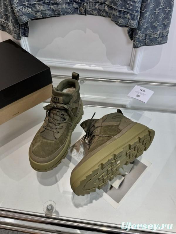 2024 Unisex UGG Black Chestnut Military Green Sheepskin Work Boots MJ00300