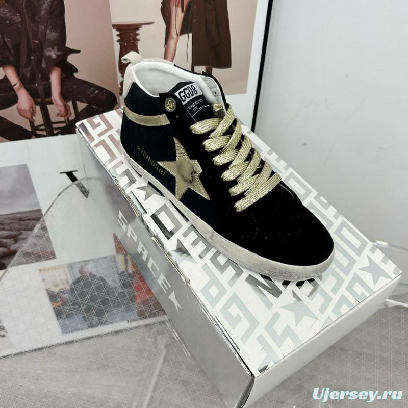2024 Unisex GGDB Black Gold Leather Suede High Top Sneakers MJ00300