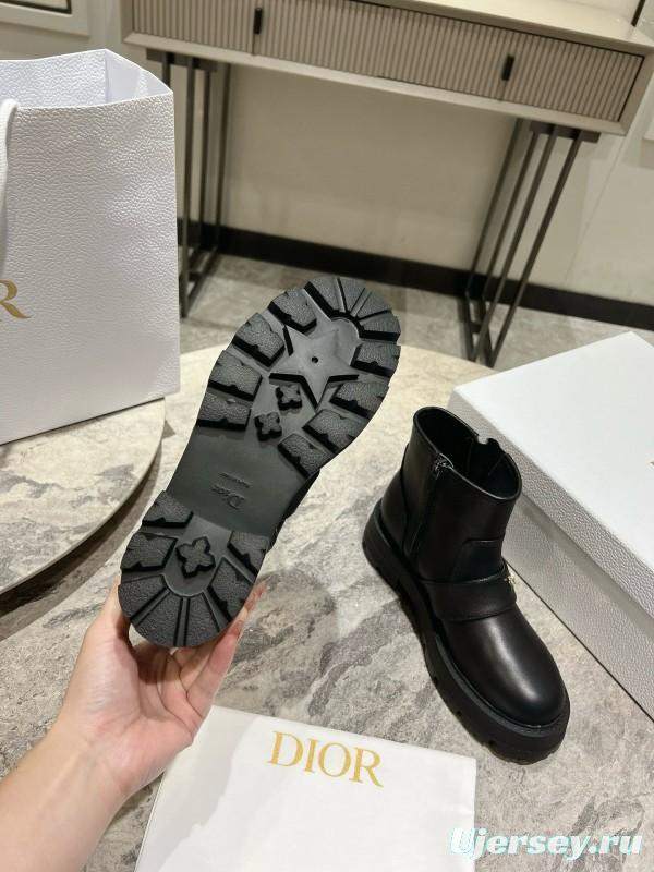 2024 Women Dior Black Calfskin Leather Ankle Boots Hardware MJ00430