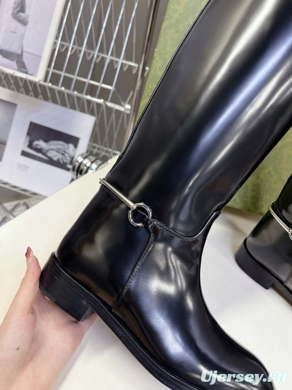 2024 Women Gucci Black Leather Boots MJ00620