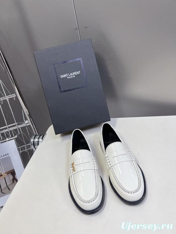 2025 Women Yves Saint Laurent White Leather Loafer KFY00350