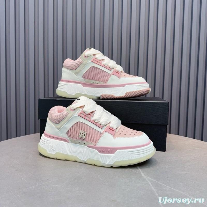 2024 Women Amiri Pink White Leather Mesh Sneakers MJ00360
