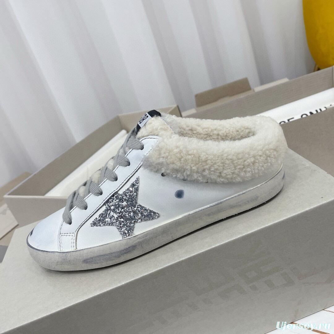 2024 Slippers GGDB White Grey Shearling Slippers MJ00280