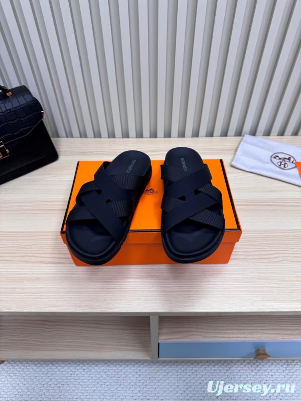 2025 Men HERMÈS Brown Leather Sandals