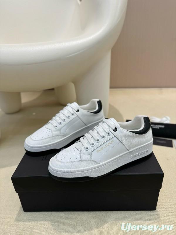2024 Unisex Yves Saint Laurent white black leather sneakers
