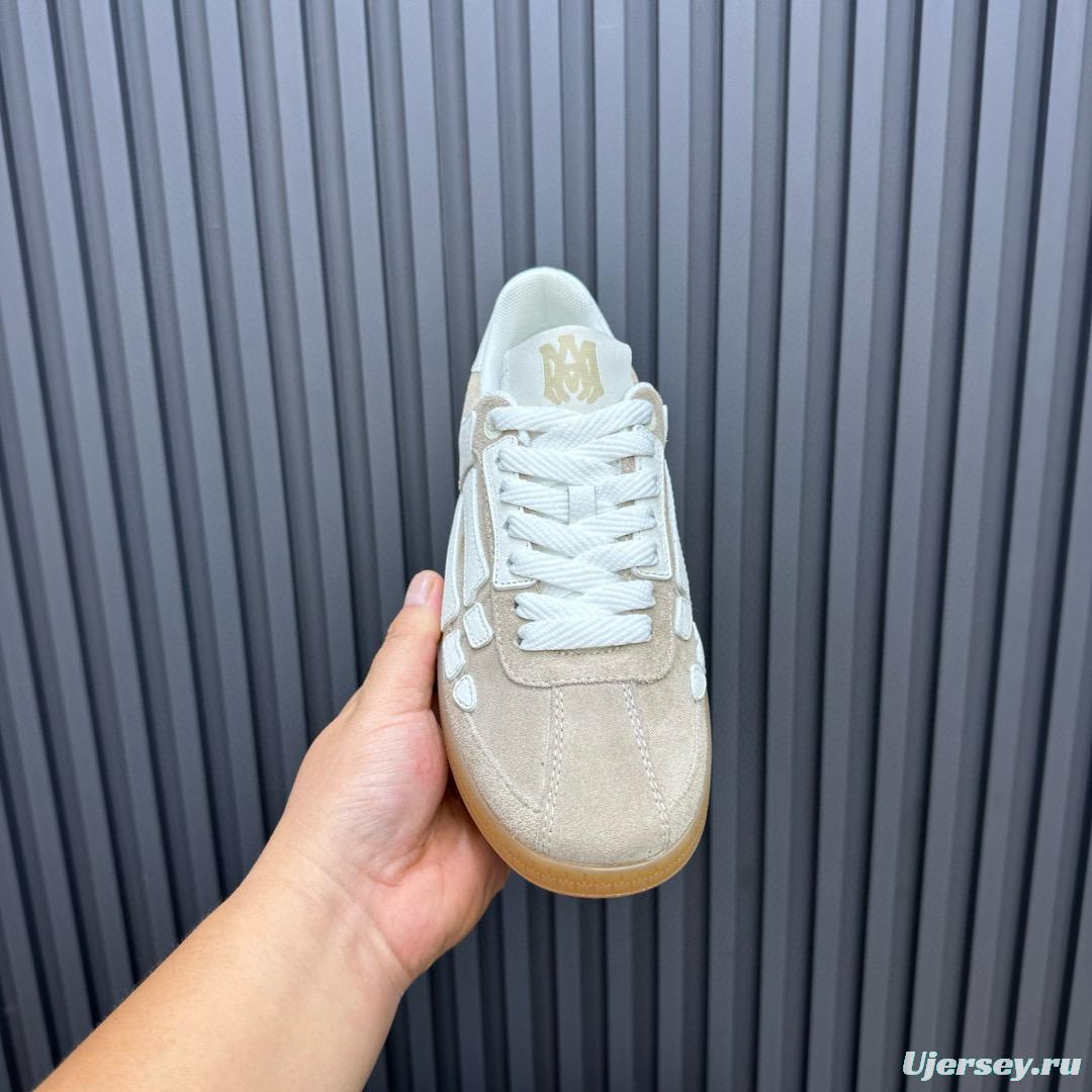 2024 Unisex Amiri Beige White Suede Leather Sneakers MJ00300