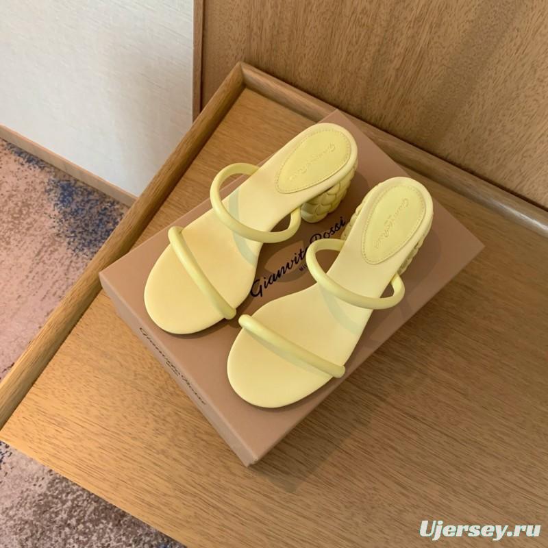 2025 Women Gianvito Rossi Yellow Leather Sandals
