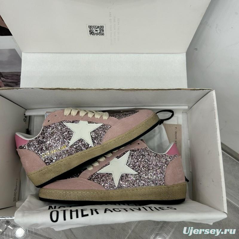 2024 Women GGDB Pink White Glitter Suede Sneakers MJ00260