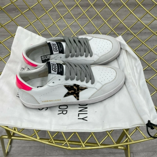 2024 Unisex GGDB White Pink Leopard Print Leather Suede Low Top Sneakers MJ00260